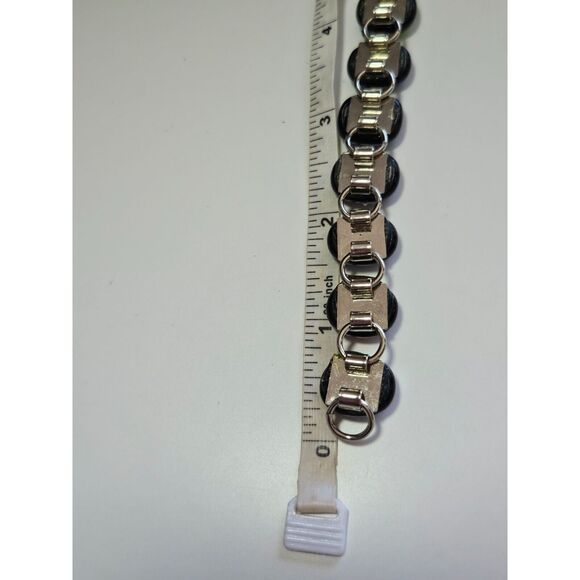 Silver tone black colorful glass bracelet - Picture 5 of 10